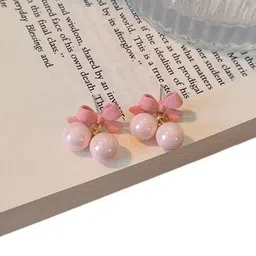 VAGHBHATT Gold-Plated Pearls Studded Bow Shaped Studs image 4