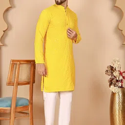 Anouk Rustic Men Embroidered Regular Sequinned Kurta with Pyjamas image 2