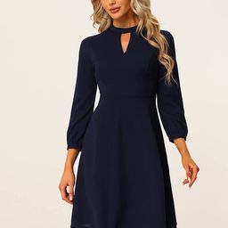 Samsara Couture Keyhole Neck Ruffled Fit & Flare Midi Dress-image-84