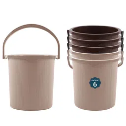 Kuber Industries Magnite Brown & Beige 6 Pieces Striped Bucket 25L-12