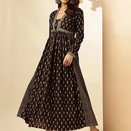 Vbuyz Women Cotton Ethnic Motifs Printed Fit & Flare Midi Dress-image-48