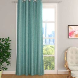 the conversion Sea Green Premium Jute Solid 7ft Light Filtering Eyelet Door Curtain (1 Pc)-picture-38
