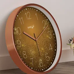 RANDOM Brown & white Printed Round Contemporary Analogue Wall Clock-20