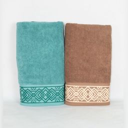 Myntra Elegant Homes Blue & Brown 2 Printed Cotton 520 GSM Bath Towel-image-19