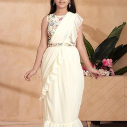 Sangria Girls Cream Poly Georgette Lehenga Choli-image-18