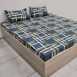 Aura Abstract Printed 144 TC King Double Bedsheet with 2 Pillow Covers-5