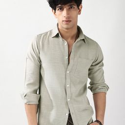 Urbano Fashion Men Beige Solid Linen Full Sleeve Relaxed Fit Casual Shirt-image-22
