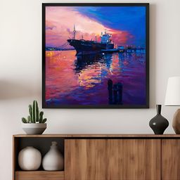 999Store Blue & Pink Ship Printed Canvas Wall Art-image-45