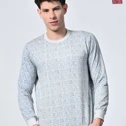 BAESD Men Abstract Printed Round Neck Fleece Pullover Ribbed Sweatshirt-picture-32