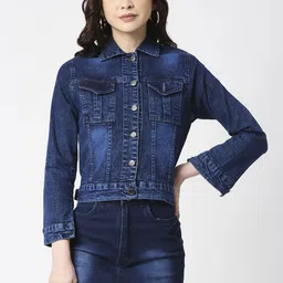 CEFALU Women Denim Jacket with Patchwork-image-64
