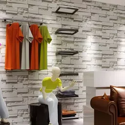INDIAN ROYALS Grey Stone Bricks Printed Self-Adhesive Wall Sticker-image-91