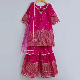 The Magic Wand Girls Printed Regular Kurti with Sharara & With Dupatta-image-21