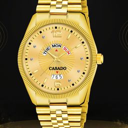 CASADO Men Stainless Steel Bracelet Style Straps Analogue Watch CD-640-GOLD-GOLD-DD-image-60