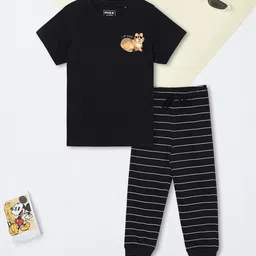 max Boys Printed Short Sleeves Pure Cotton T-shirt With Joggers-image-94