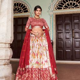 A TO Z CART Printed Ready to Wear Silk Lehenga & Unstitched Blouse With Dupatta-picture-39