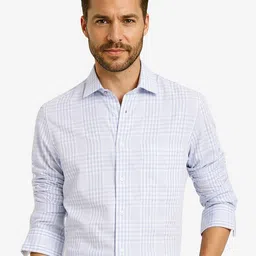 RARE RABBIT Men Comfort Spread Collar Checked Cotton Oversized Casual Shirt-image-58