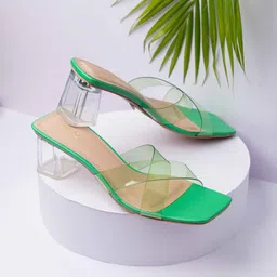 Inc 5 Women Square Toe Transparent Party Block Heels-3