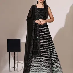 Fabcartz Embellished Sequinned Semi-Stitched Lehenga & Unstitched Blouse With Dupatta image 1