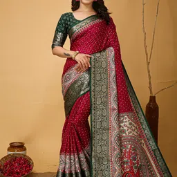HERE&NOW Ethnic Motifs Zari Art Silk Baluchari Saree-picture-26