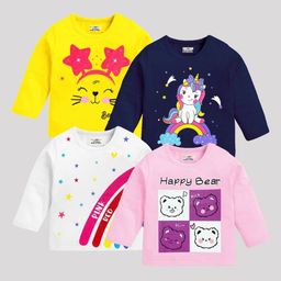 KUCHIPOO Girls 4 Printed Applique T-shirt-image-89