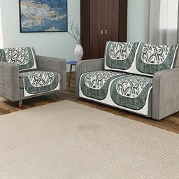 Kuber Industries Grey & White Printed Velvet Sofa Cover-image-63