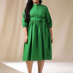 Janasya Plus Size Pure Cotton Fit & Flare Ethnic Dress-image-27