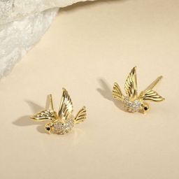 Cierra 18KT Gold Plated Zircon Studded Flying Bird Shaped Studs-image-51