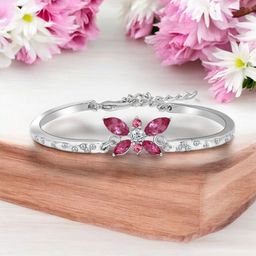 Oviya Rhodium-Plated Crystals Studded Wraparound Bracelet-image-33
