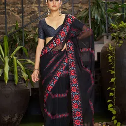 SANJANA SILK Floral Printed Satin Bagh Saree-picture-5