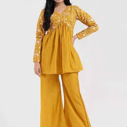 WEAVLLITE Embroidered Tunic With Palazzo Co-Ords-picture-35