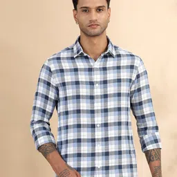 Bushirt Men Classic Opaque Checked Casual Shirt-image-36
