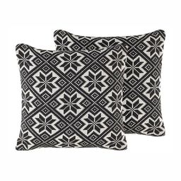 Dolce Casa White & Black Set of 2 Geometric Square Cushion Covers-8
