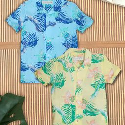 The Lion and The Fish Boys Pack Of 2 Relaxed Tropical Printed Casual Shirts-image-80