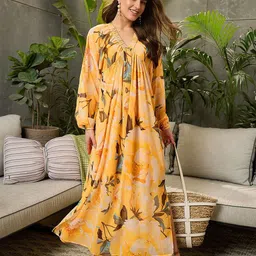 SASSAFRAS Floral Print Georgette Maxi Dress-image-35