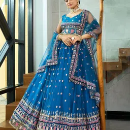 Warthy Ent Embroidered Sequinned Semi-Stitched Lehenga & Unstitched Blouse With Dupatta image 1