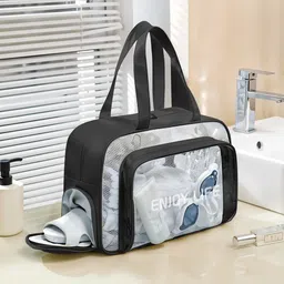Kuber Industries Black Makeup Organizer Pouch With Zip & Handle-12