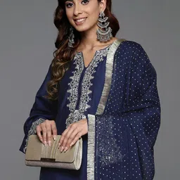 KSUT Women Embroidered Regular Kurta with Trousers & With Dupatta-13