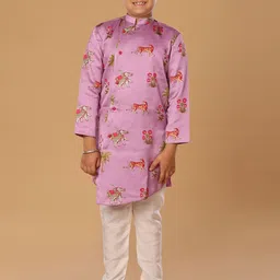 The Mini Trunk Boys Floral Printed Mandarin Collar Kurta with Trousers-picture-43