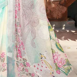 Anouk Rustic Ethnic Motifs Printed Zari Block Print Saree image 4