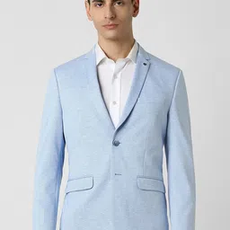 Van Heusen Self Design Notched Lapel Super Slim Fit Single Breasted Blazers-44