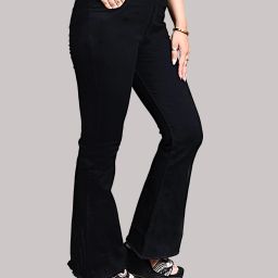 Women Boot-Leg Mid Rise Black Jeans-image-48