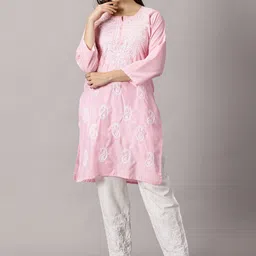 Fashionable Chikan Handikraft Embroidered Pure Cotton Straight Kurta-picture-37