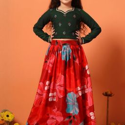 Sangria Girls Poly Chanderi Silk Embroidered Ready to Wear Lehenga & Blouse With Dupatta-picture-34