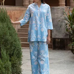 FIORRA Printed Cotton Tunic & Palazzos Co-Ords-picture-36