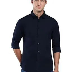 ISUEL FAB Men Navy Blue Cotton Solid Casual Shirts-picture-47