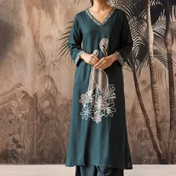 Sangria Printed Straight Kurta & Palazzo-14