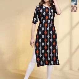 HERE&NOW Selection Of 3 Geometric Printed Round Neck Straight Kurtas-15