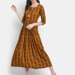 Moda Rapido Women Self Design Print A-Line Gown Dress-image-37