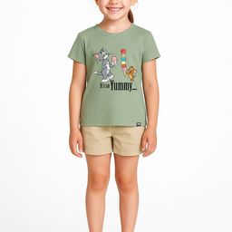 YK X Minute Mirth Girls Tom & Jerry Printed Cotton T-shirt-picture-4