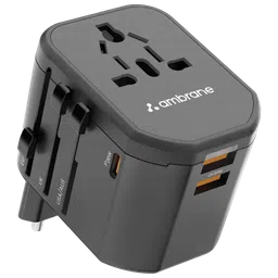 ambrane ATA-01 3 Plugs Travel Adapter (With USB Port, Black)-image-21